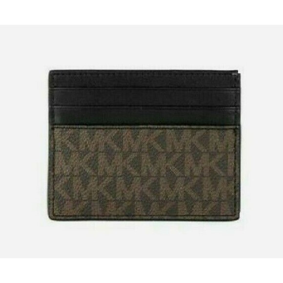 New Michael Kors Cooper Tall card case PVC with Leather Brown / Lemon multi - Picture 2 of 2